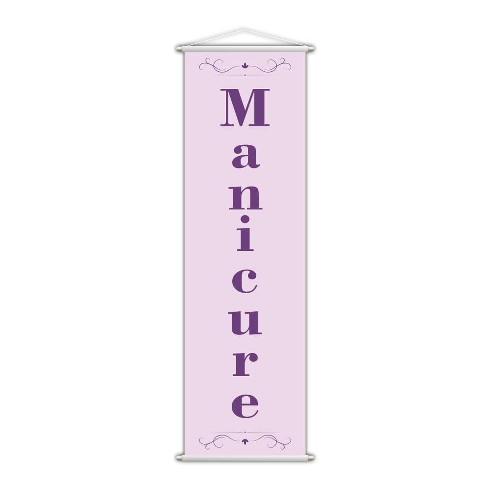 Banner Manicure Salão De Beleza Serviço Lona Lilás 100X30Cm