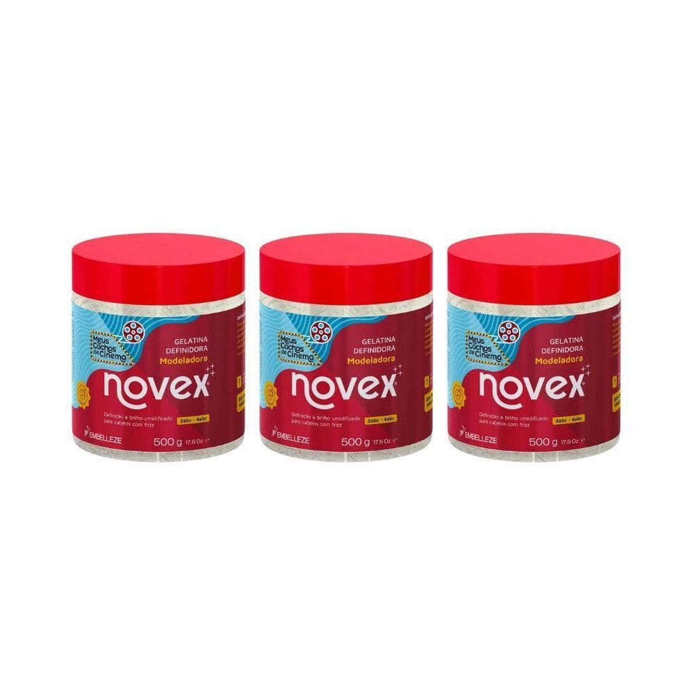 Gelatina Capilar Novex 500G Meus Cachos De Cinema - 3Un