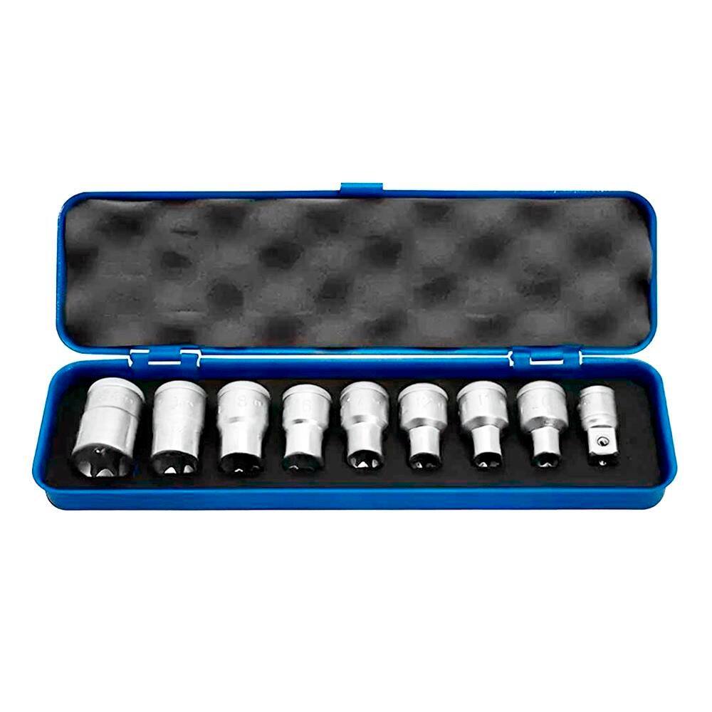 Jogo de Soquetes Hexalobular Perfil Tork GTX com 9 Peças E10 à E24 Encaixe de 1/2`` - Gedore 015644