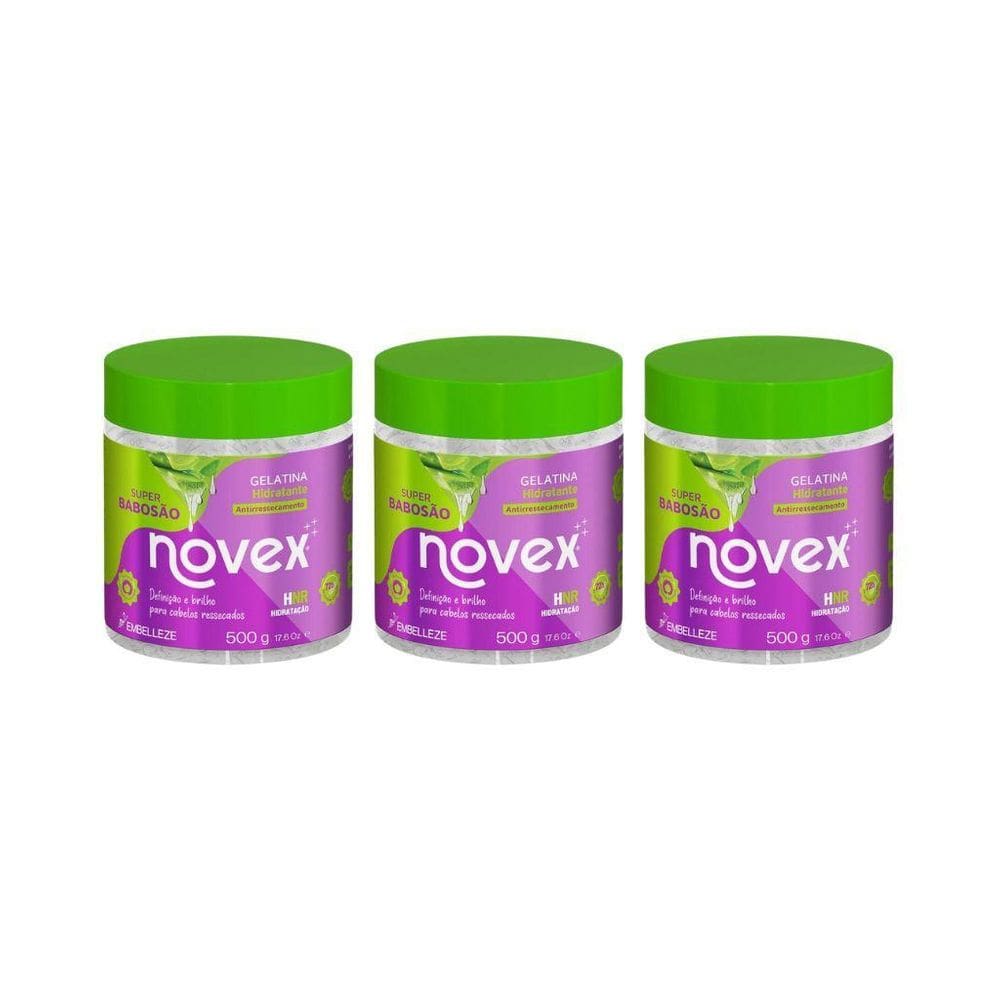 Gelatina Capilar Novex 500G Super Babosao - Kit Com 3Un