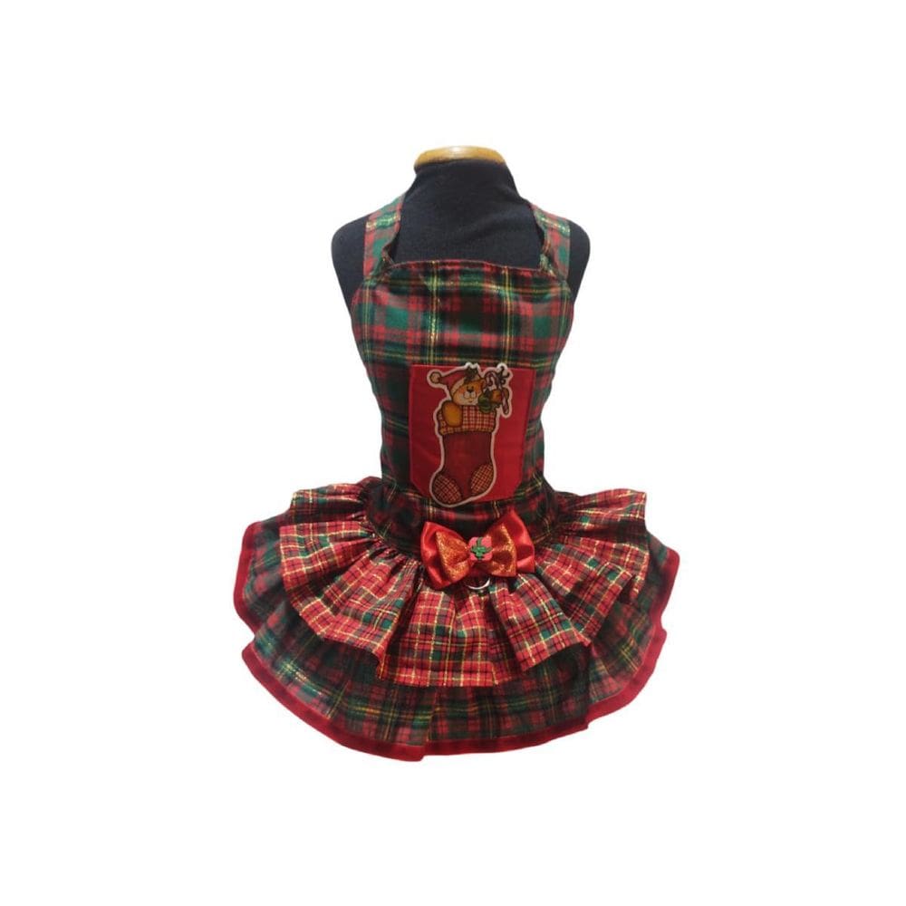Vestido Pet Jardineira Temático Verde Natal Para Cães Tam 10