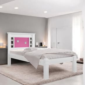 Cama Solteiro com Cabeceira Flex Laribella Branca e Rosa