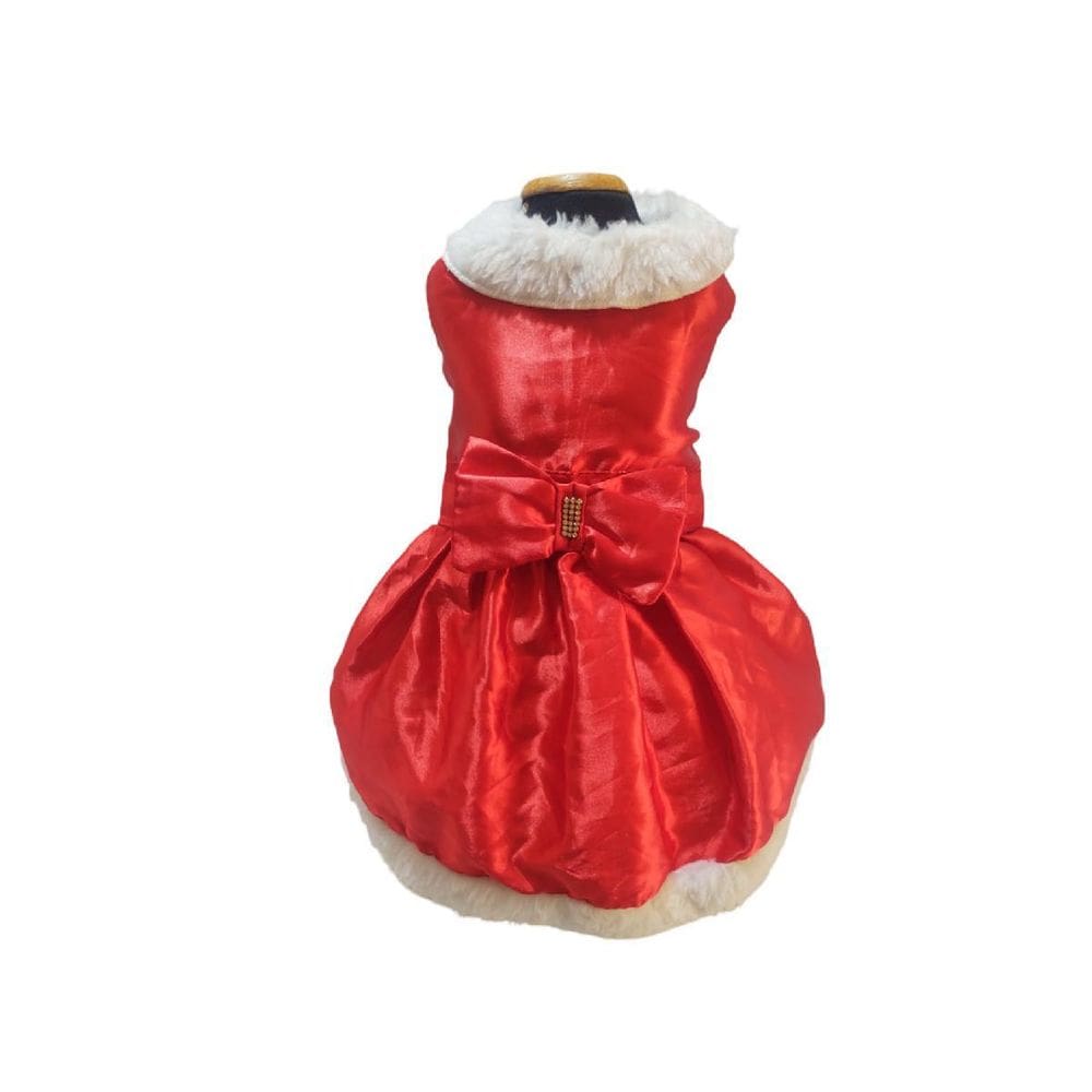 Vestido Pet De Natal Natalino Mamãe Noel Laço Cães Tam 6