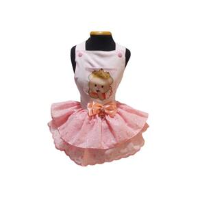 Vestido Pet Jardineira Rosa Ursinha Princesa Cachorro Tam 8