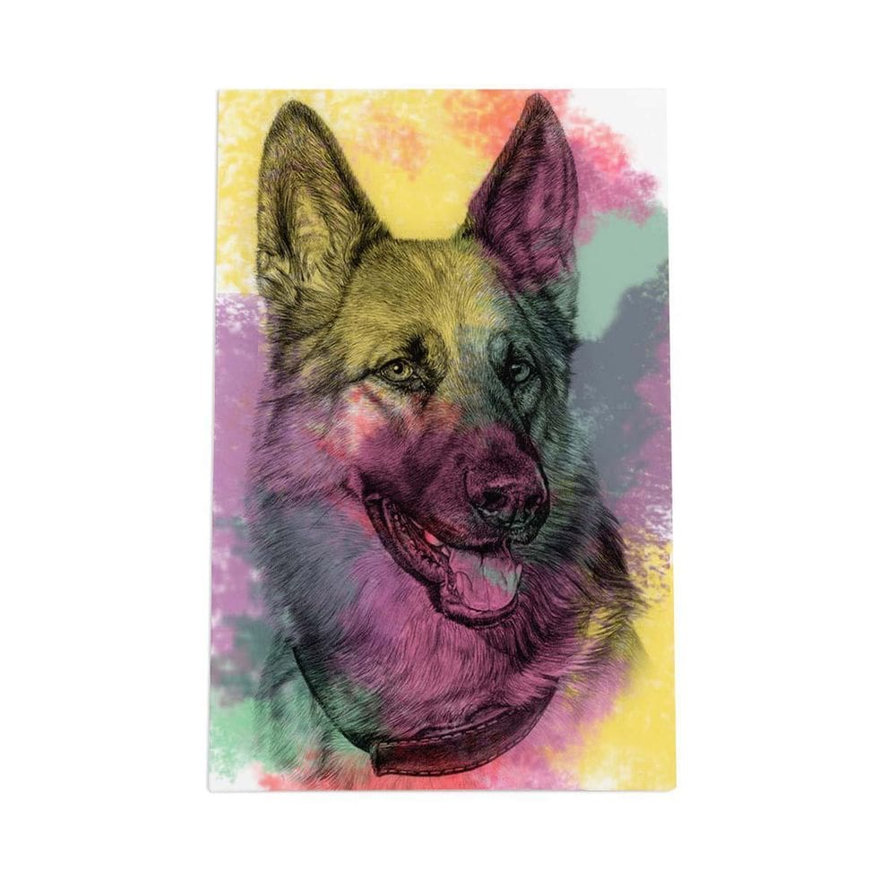 Quadro Cachorro Pastor Alemão Tinta Aquarela Canvas 30X40Cm