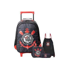 Kit Mochila Rodas+Lancheira+Estojo D+Bolsa Saco Corinthians