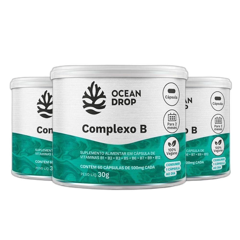 Kit 3X Complexo B B1 B2 B3 B5 B6 B7 B9 B12 60Caps Ocean Drop