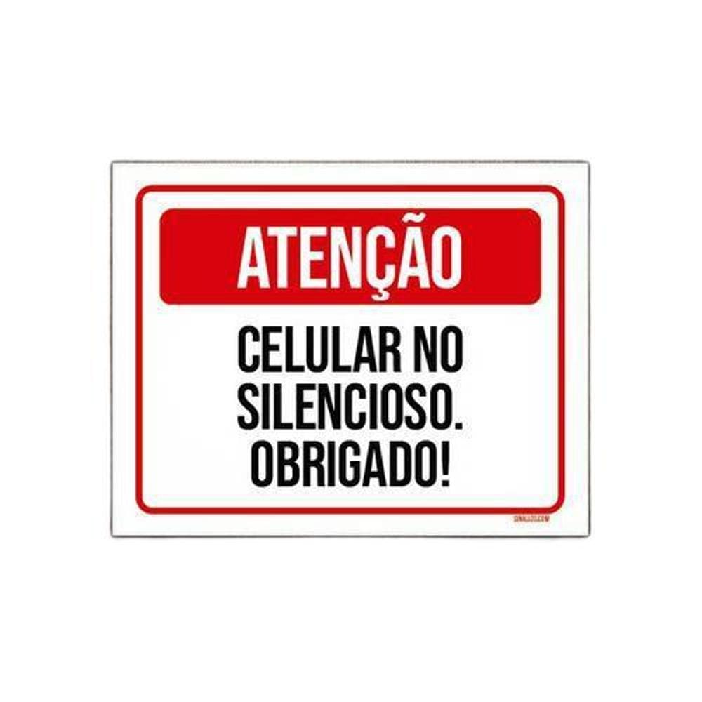 Kit 3 Placa Sinalização - Atenção Celular Silencioso