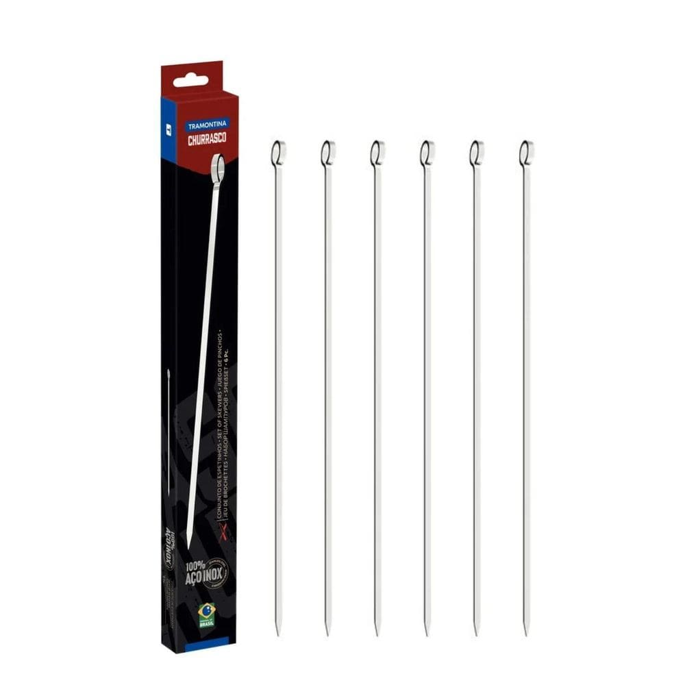 Kit 6 Espetos Para Churrasco 30Cm Inox Espetinhos Tramontina