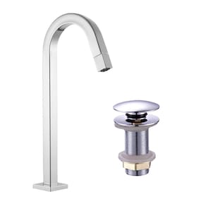 Kit Torneira Banheiro Lavabo Alta+Válvula Click 7/8 Cromado