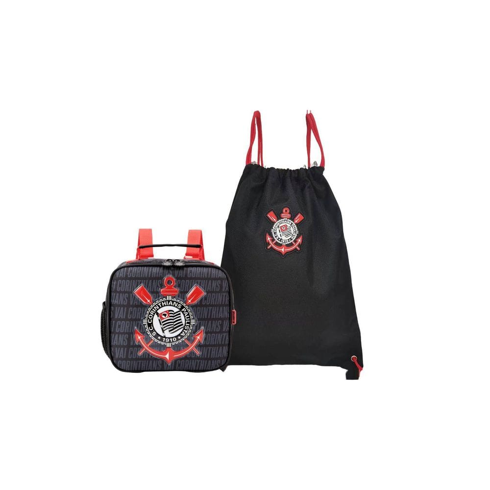 Kit Lancheira Bolsa Térmica+Mochila Saco Corinthians Timão