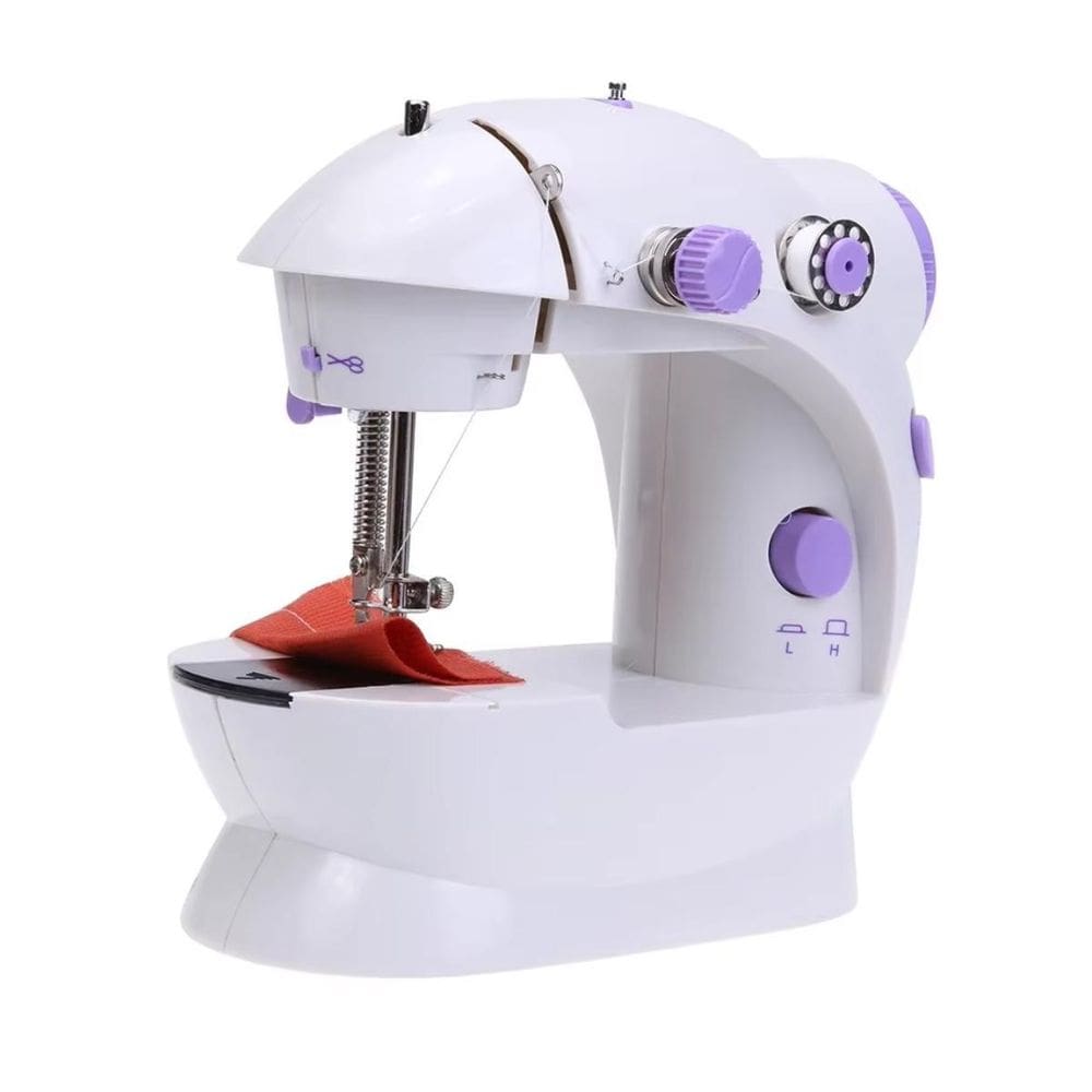 Mini Máquina De Costura Portátil Com Pedal Reta E Bivolt