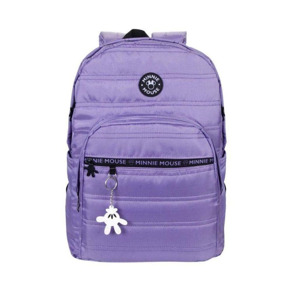 Mochila De Costa Minnie Mouse Lilás Com Matelassê Xeryus