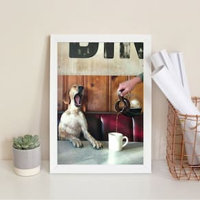 Quadro Café Cachorrinho Cafeteria 33X24Cm - Com Vidro