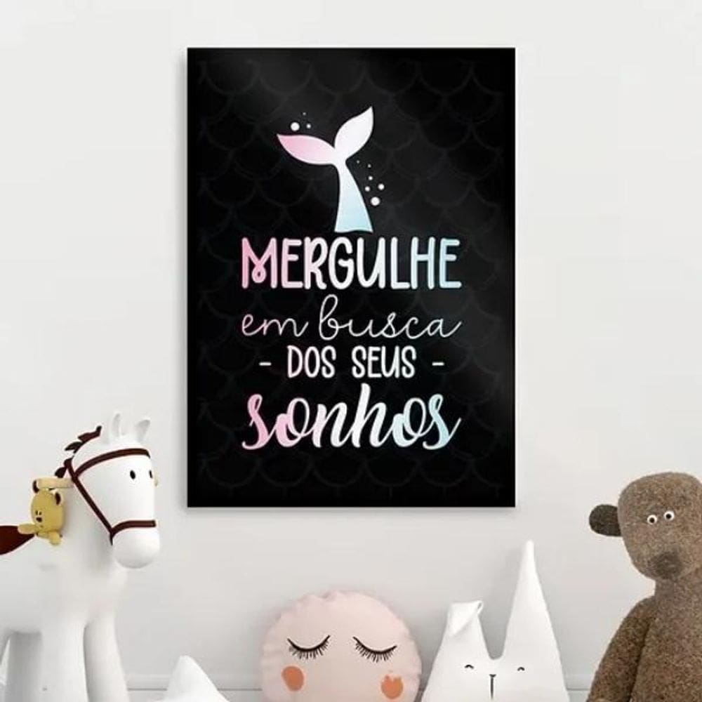 Quadro Mergulhe Em Busca Dos Seus Sonhos 33X24Cm - Com Vidro