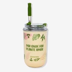 Copo Neo Com Canudo Jardinagem Zonacriativa