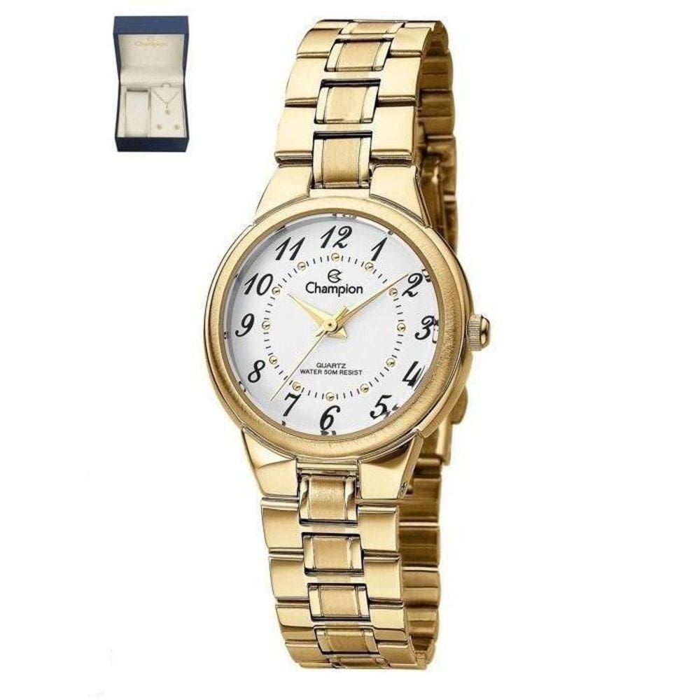 Kit Relógio Champion Feminino Ch26882C Dourado