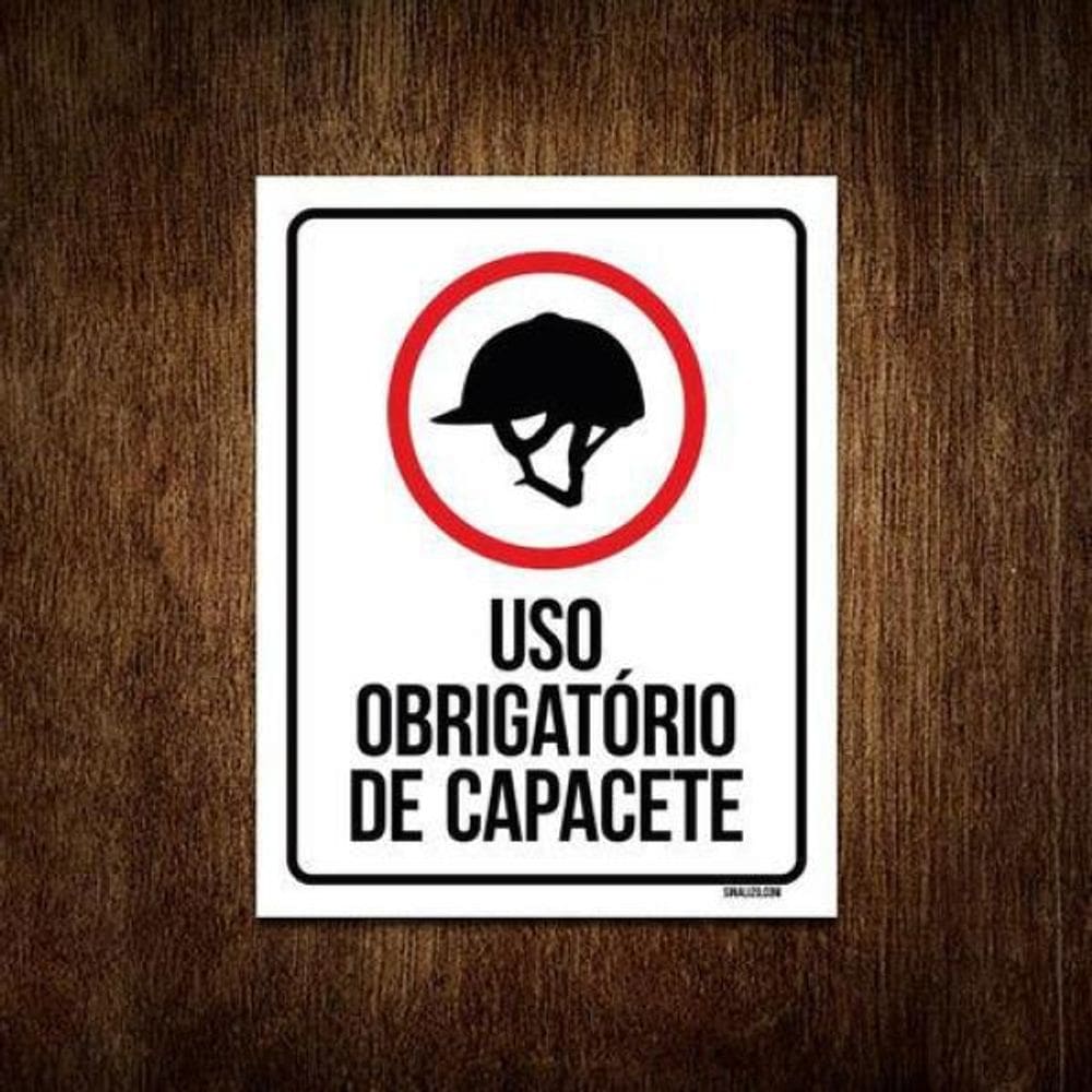 Kit 3 Placas Sinalização - Uso Obrigatório De Capacete