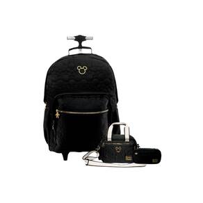 Kit Escolar Mochila Rodas+Lancheira+Estojo Mickey Teen Preto