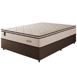 Cama Box Casal King Colchão Molas Ensacadas Com Pillow Malttês 193x203x66cm Suede Cáqui Hellen Bege