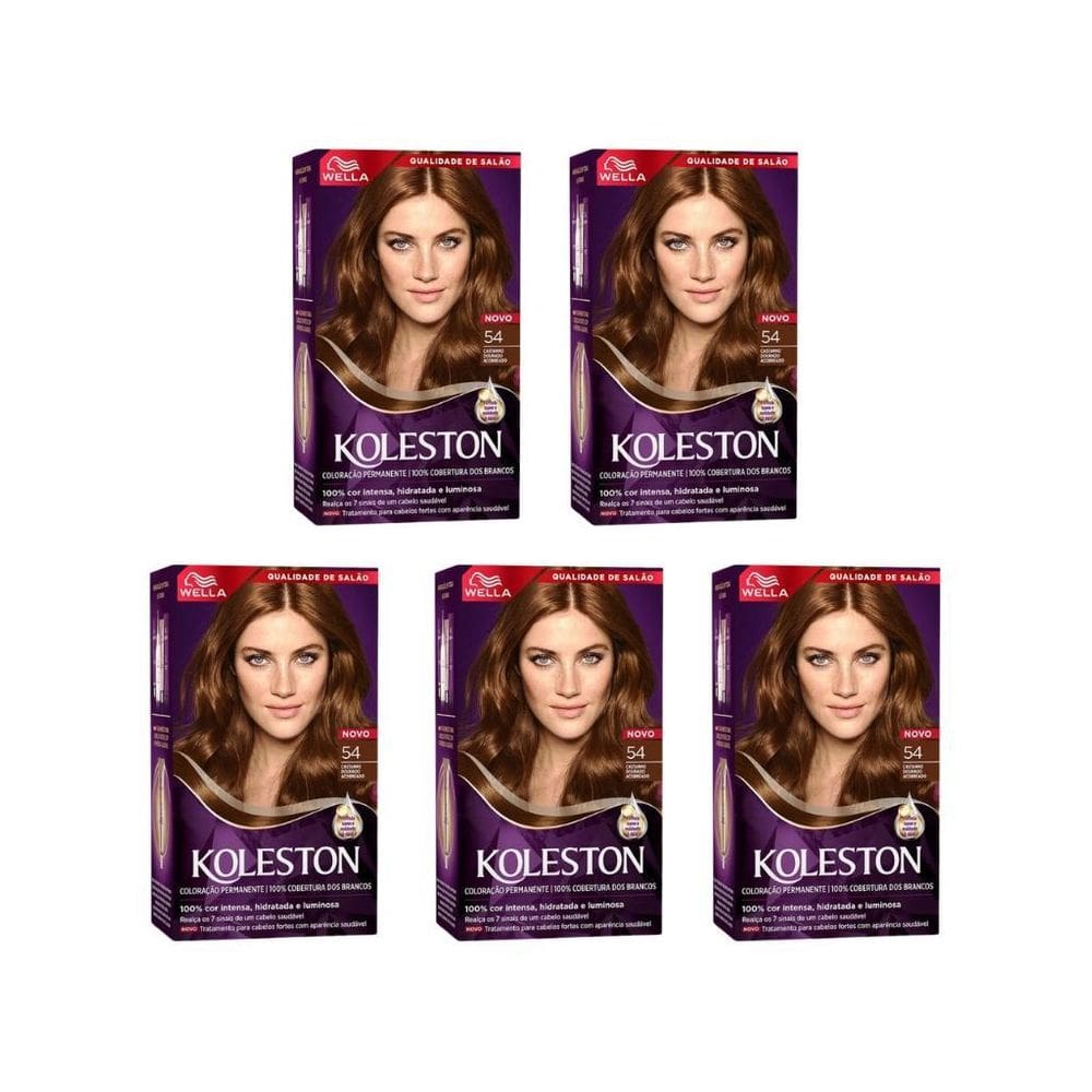 Coloraçao Koleston 54 Castanho Dourado Acobreado-Kit C/5Un