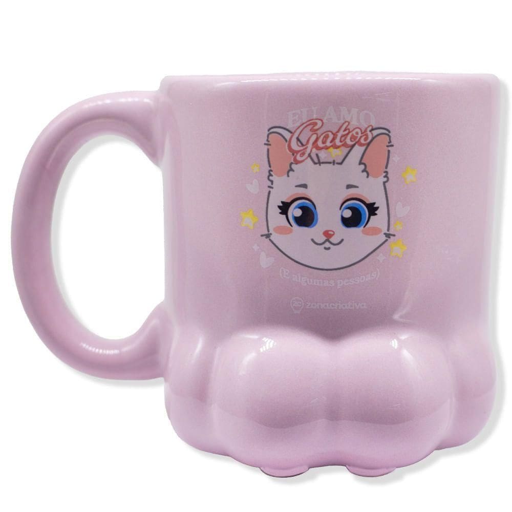 Caneca 3d Pata Eu Amo Gatos Zonacriativa
