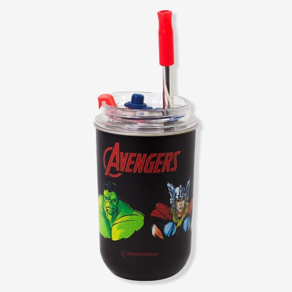 Copo Neo Com Canudo Vingadores - Marvel