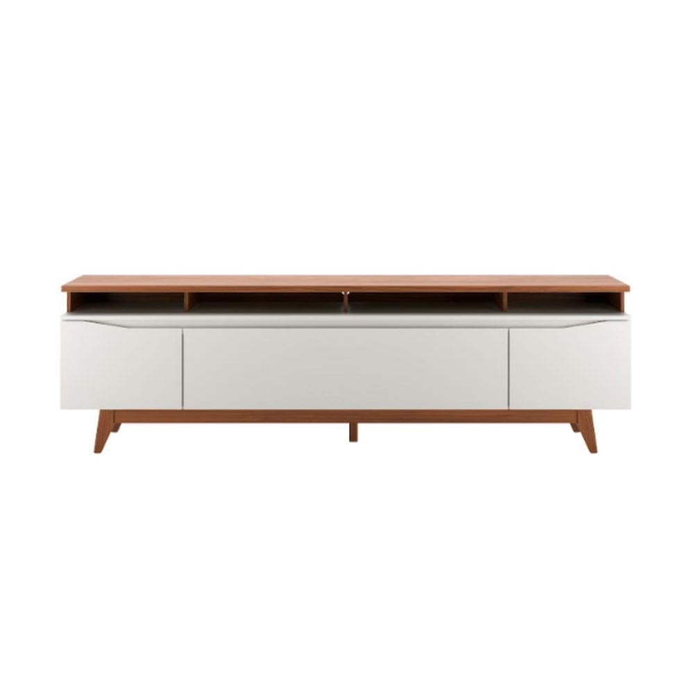 Rack para TV até 75 Polegadas Flynt 3 PT Off White e Canela 220 cm