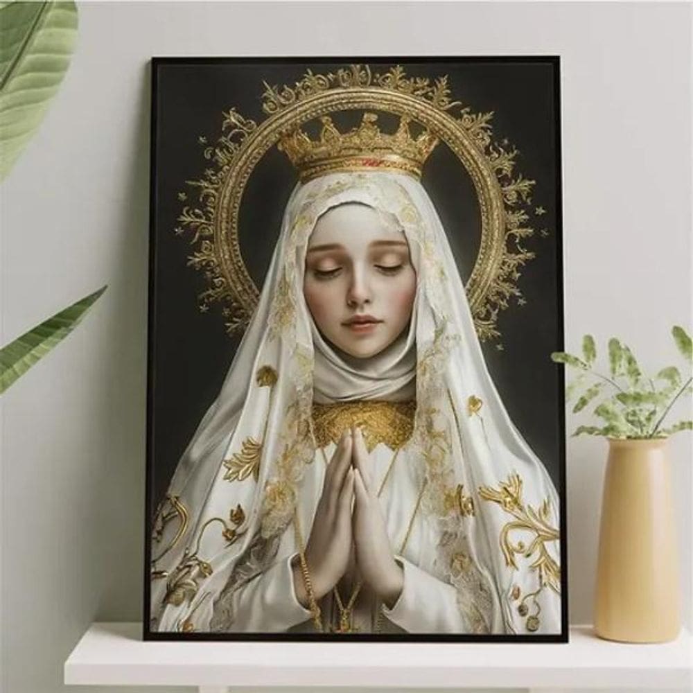 Quadro Nossa Senhora De Fátima - Ouro 45X34Cm