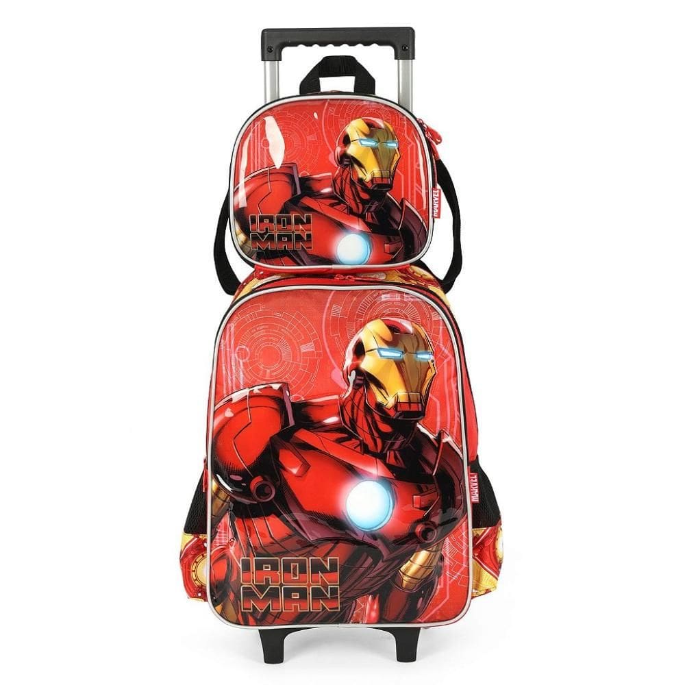 Kit Mochila Rodinha Lancheira Luxcel Avengers Homem de Ferro