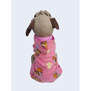 Blusa Pet Rosa Cachorrinhos Com Capuz Dupla Face Tam G