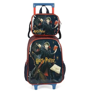 Kit Mochila Rodinhas Lancheira Luxcel Harry Potter Vermelho