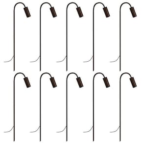 Kit 10 Luminárias Chão Balizador Espeto Jardim Marrom 80Cm