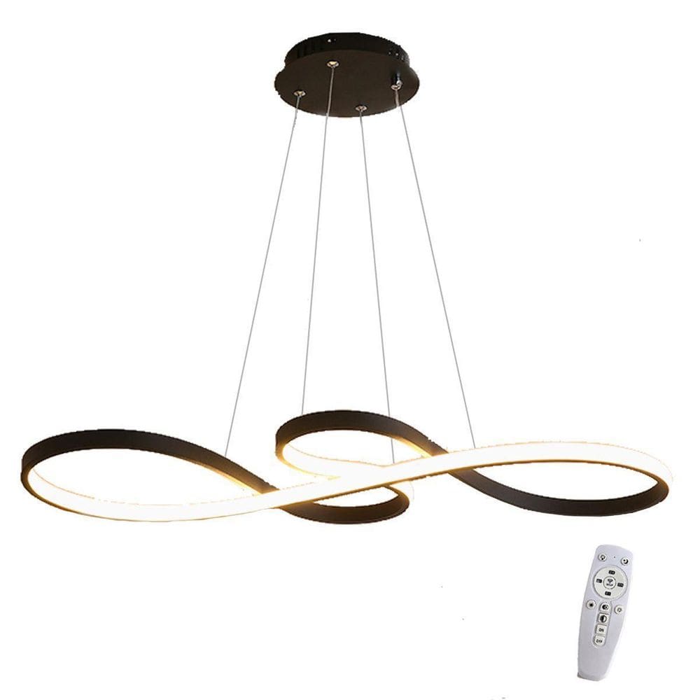 Lustre Led Pendente Infinito Design Minimalista Bivolt Preto