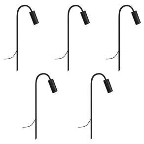 Kit 5 Balizadores Espeto De Jardim Escada Curvo Preto 50Cm