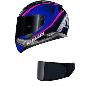 Capacete LS2 FF353 Rapid Ufo Azul e Rosa Mais Viseira Fumê