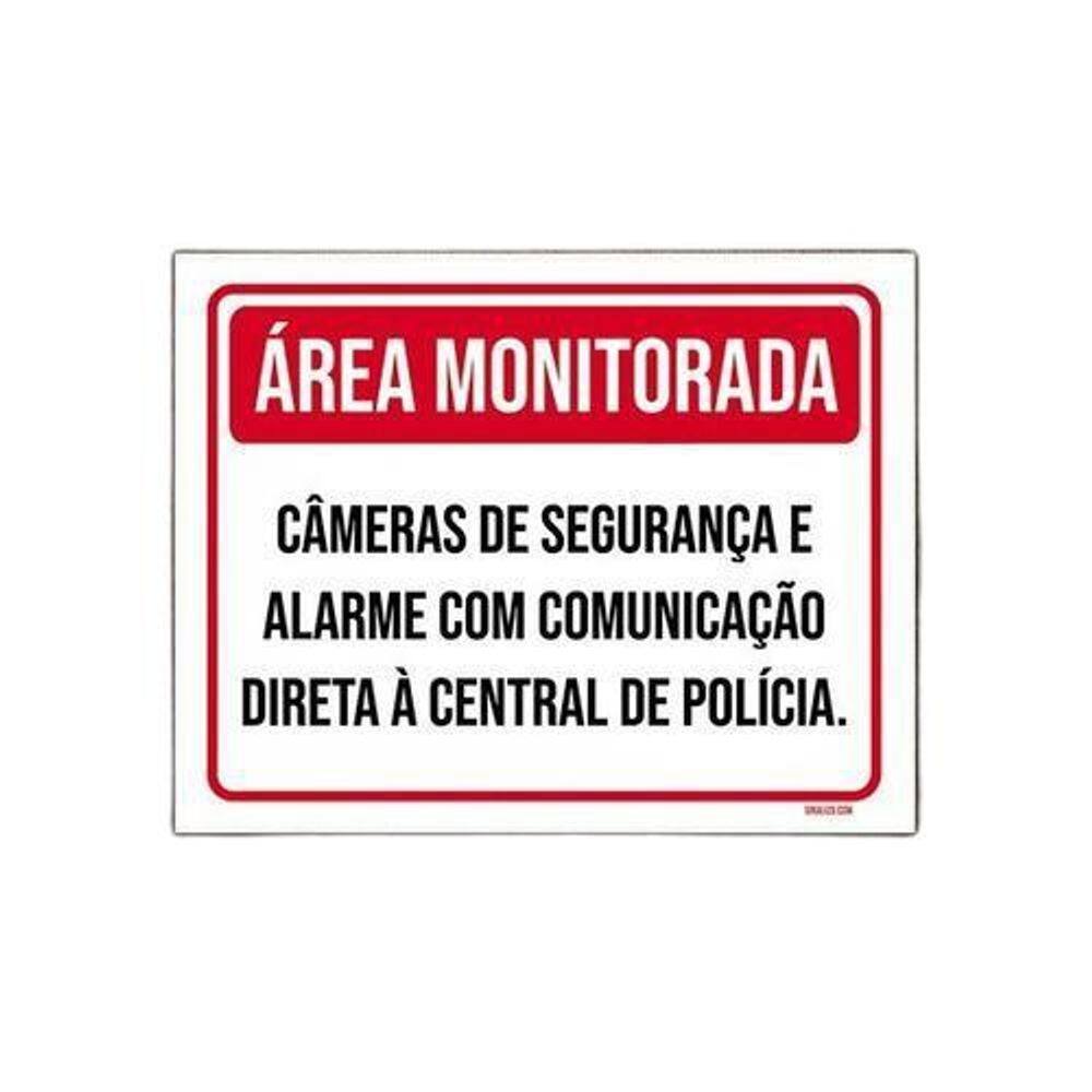 Placa Área Monitorada Câmeras De Segurança E Alarme 36X46