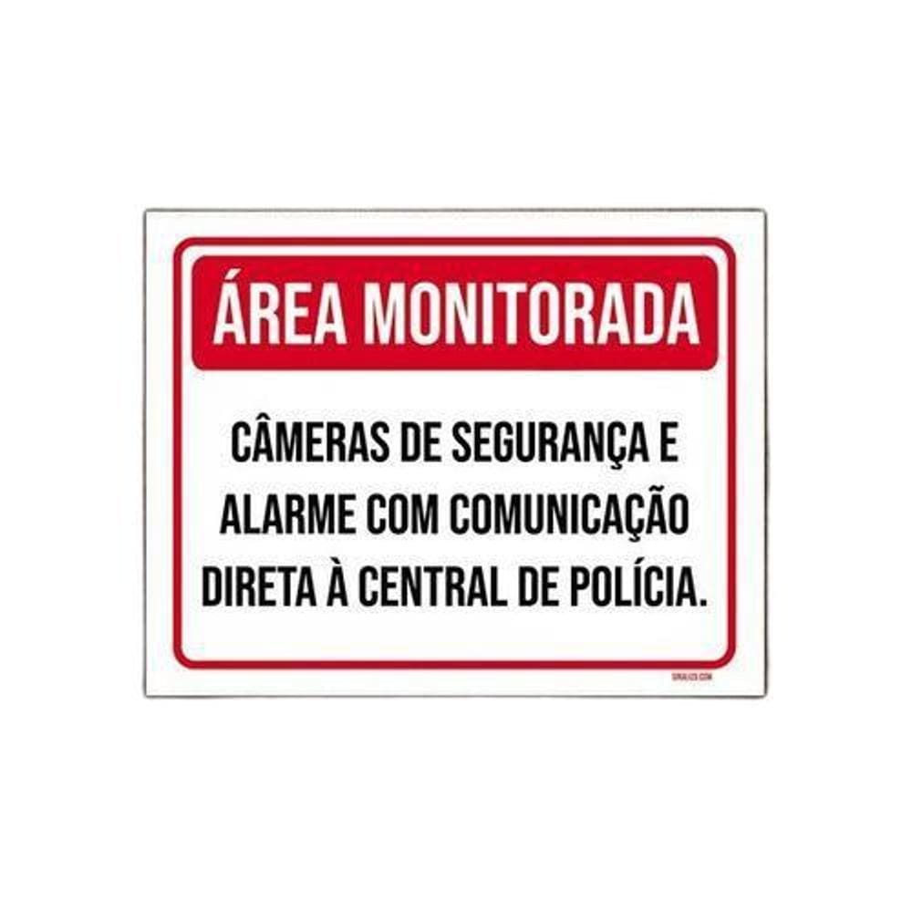 Placa Área Monitorada Câmeras De Segurança E Alarme 36X46