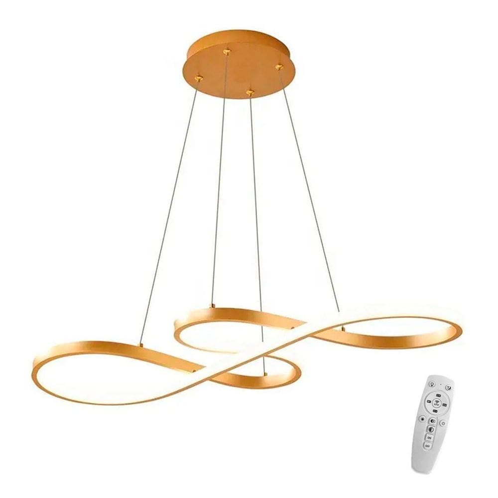 Lustre Led Pendente Infinito Moderno Minimalista Dourado