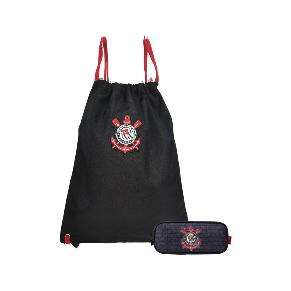 Kit Estojo Escolar Penal Triplo+Mochila Saco Corinthians
