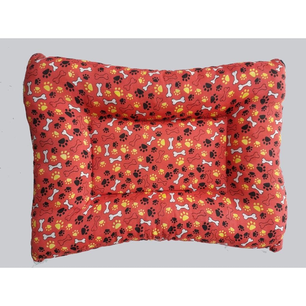 Colchonete Pet Confortável - Vermelho E Beje Estampado P