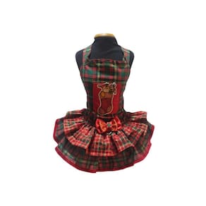 Vestido Pet Jardineira Temático Verde Natal Para Cães Tam 4