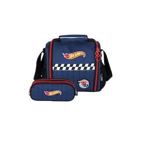 Kit Escolar Lancheira Térmica+Estojo Luxo Hot Wheels - Azul