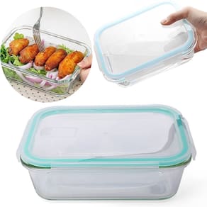 Kit 2Pças - Pote Vidro Quadrado Hermético Reforçado 840 ML