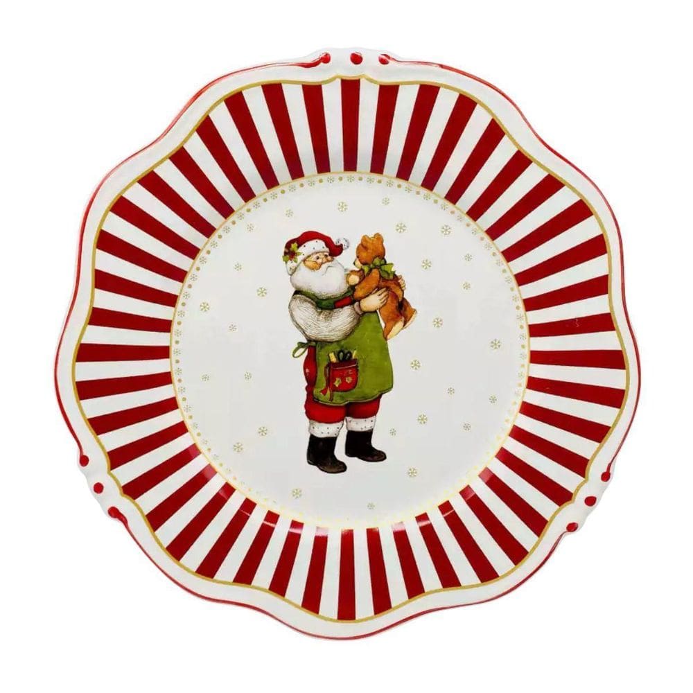 Prato Raso Natalino Papai Noel Filete Christmas 29Cm 1Und