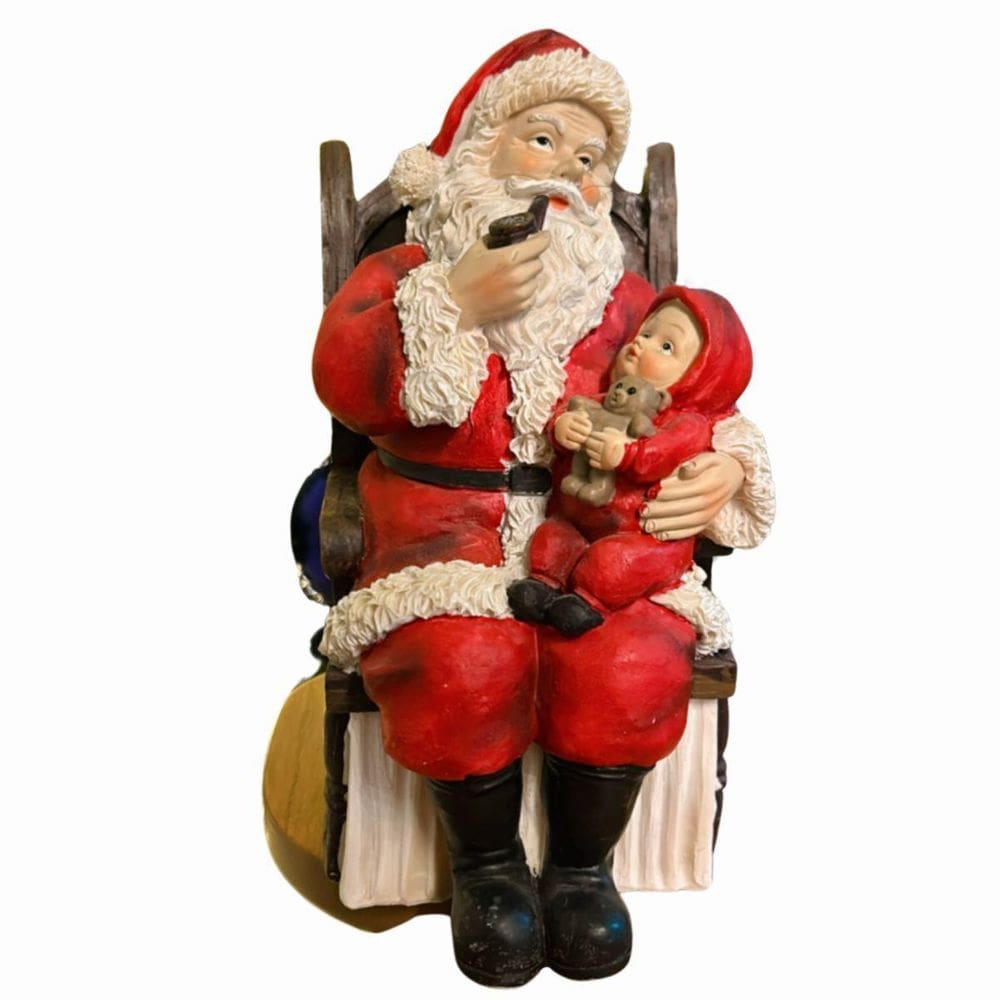 Papai Noel De Resina 20Cm Sentado Contando História 1Un