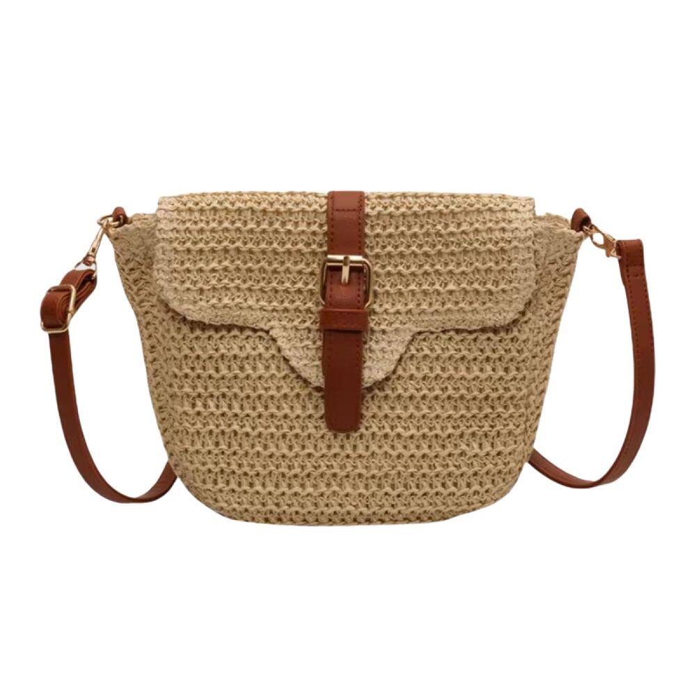 Bolsa Chic De Palha Com Alça Lateral - Bege
