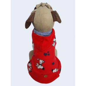 Blusa Pet Vermelha Cachorrinhos Com Capuz Dupla Face Tam. M