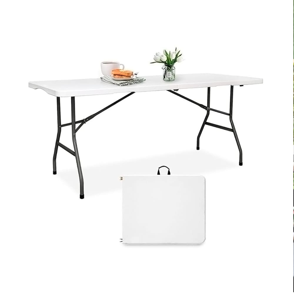 Mesa Dobrável Portátil Vira Maleta Festas Churrasco 180x70cm