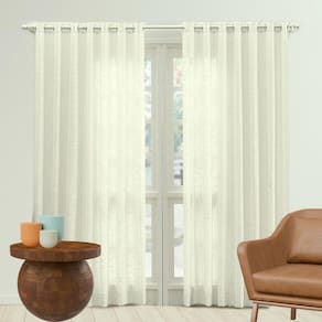 Cortina Linho Premium 290X250 Com Ilhós Cromado - Creme